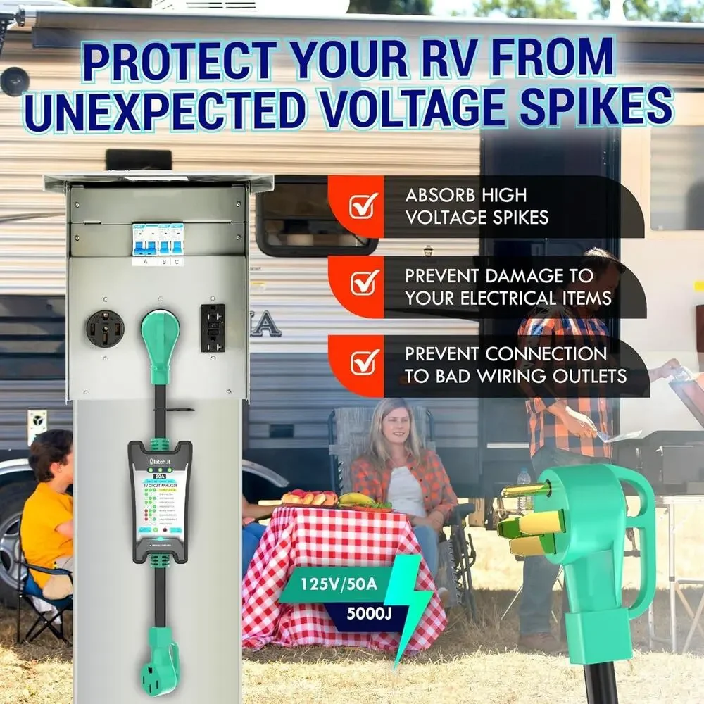 LATCH.IT 50 AMP RV Surge Protector w Circuit Analyzer | 5000J Voltage Protection - Picture 5 of 6